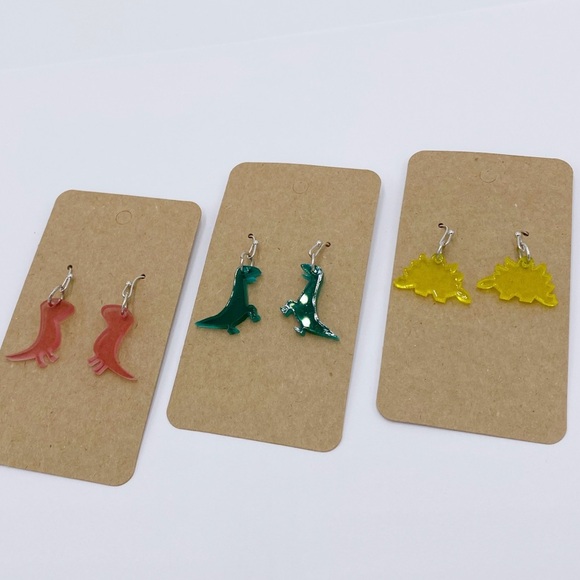 Acrylic Translucent Dinosaur Dangle Earrings - Picture 1 of 4
